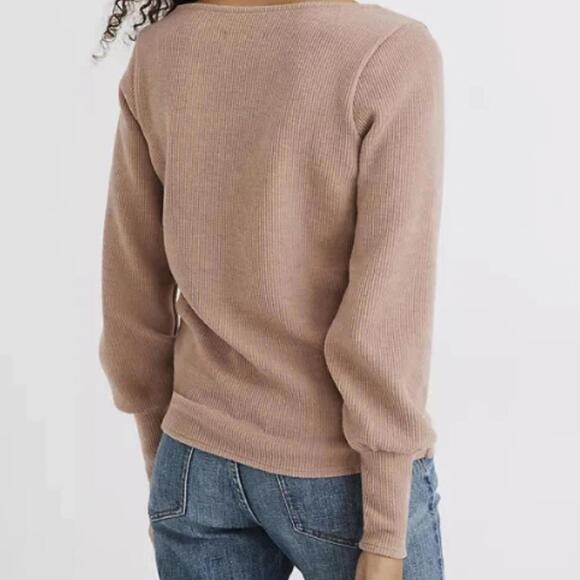 Madewell Dusty Rose Ottoman Rib Square-Neck Top - Size - Small - Picture 2 of 8